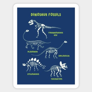 Dinosaur Fossils - placement - Lime on blue Sticker